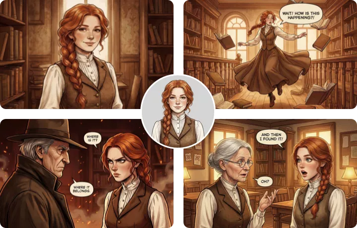 Impressive Comic Strip with Character Consistency